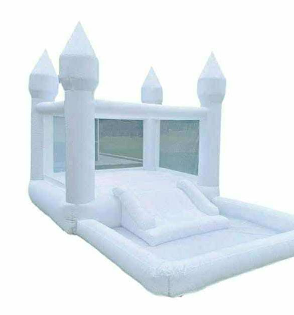 13FT WHITE BOUNCE HOUSE CASTLE WITH SLIDE