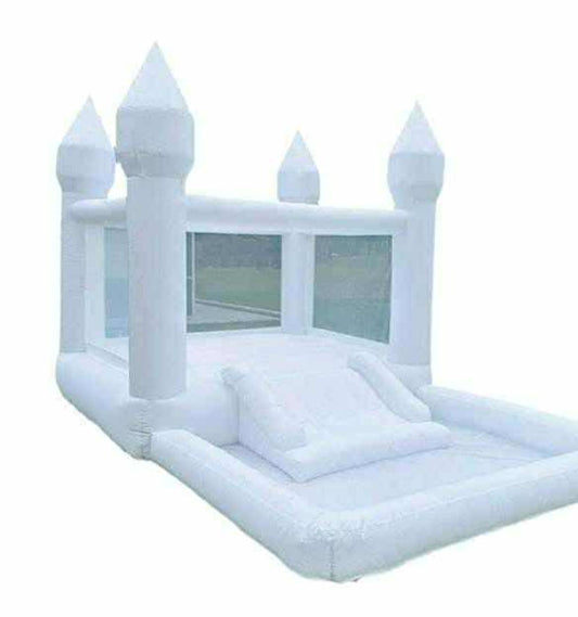 13FT WHITE BOUNCE HOUSE CASTLE WITH SLIDE