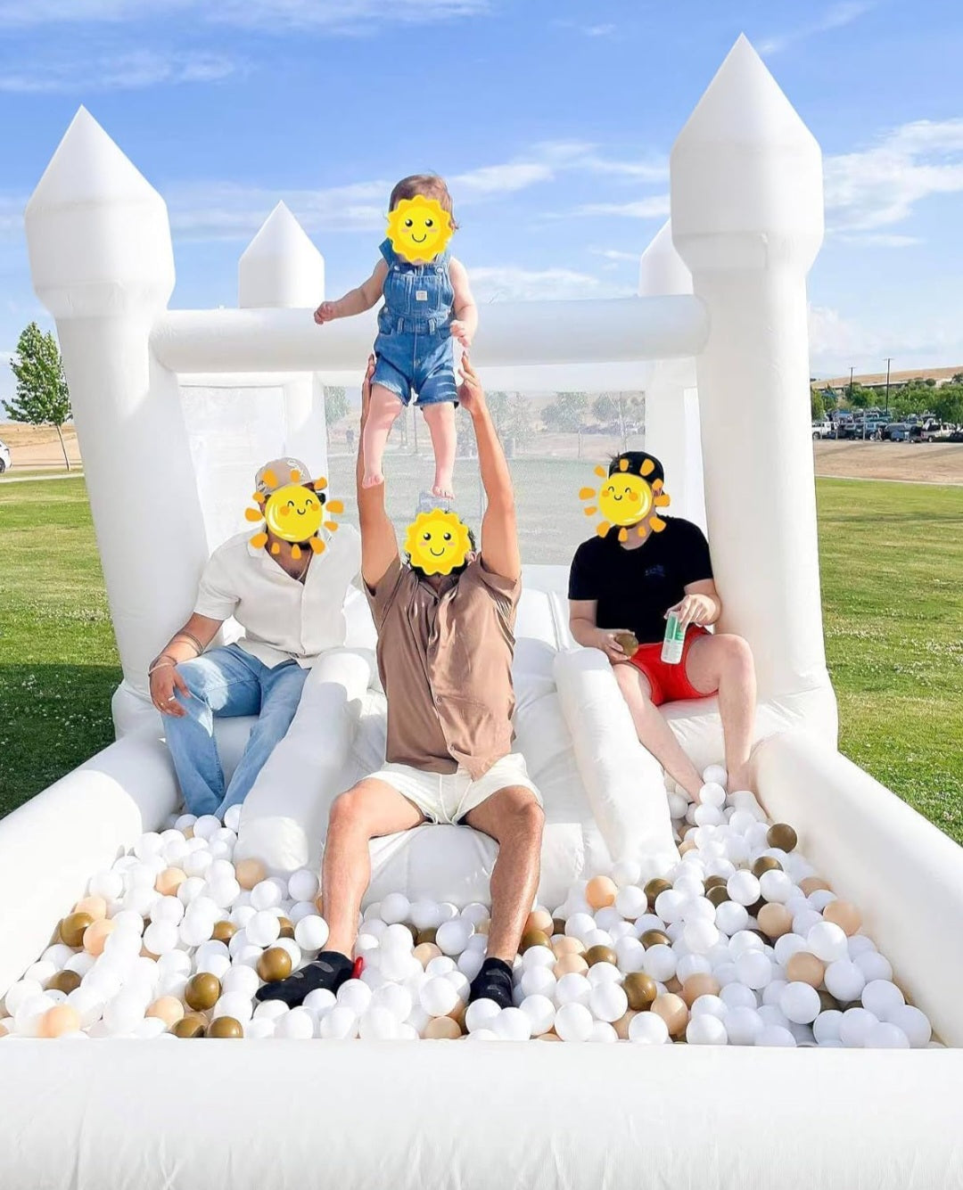 13FT WHITE BOUNCE HOUSE CASTLE WITH SLIDE