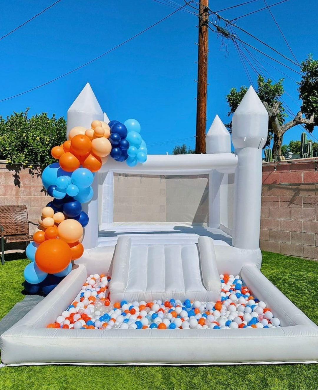 13FT WHITE BOUNCE HOUSE CASTLE WITH SLIDE